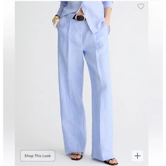 J Crew Line Wide Leg Linen Pants 8 French Blue NWT BW528 J.Crew Trousers Resort - Picture 3 of 6